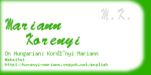 mariann korenyi business card